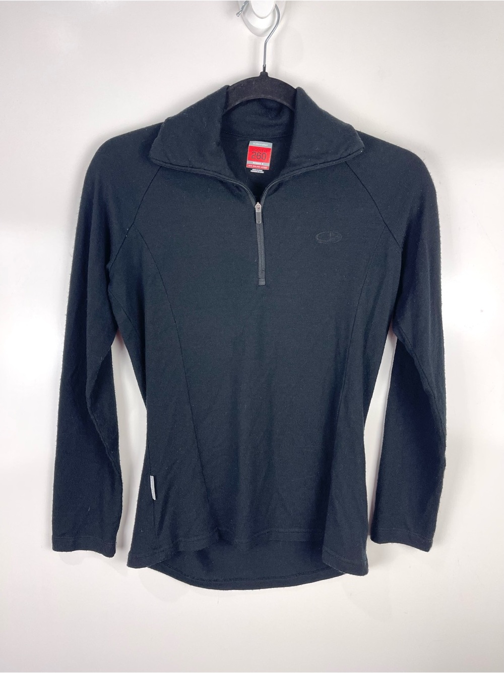 Icebreaker Bodyfit 260 Long Sleeve Quarter Zip Sweater Merino Wool Small Black